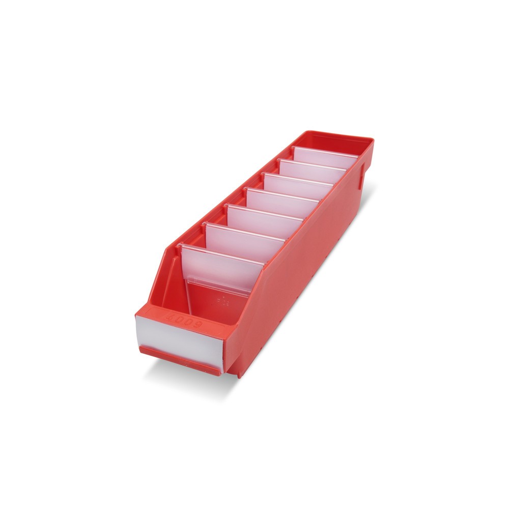 Obrázok výrobku: Regálové boxy s priezorom, Š x H 90 x 400 mm, červená farba
