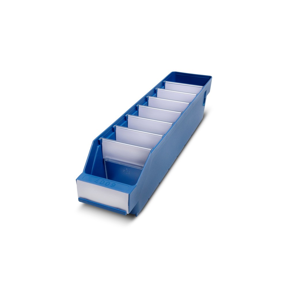 Obrázok výrobku: Regálové boxy s priezorom, Š x H 90 x 400 mm, modrá farba