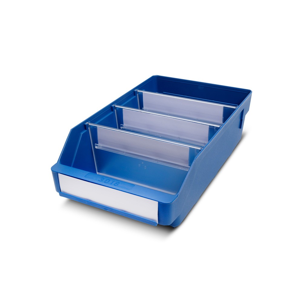 Obrázok výrobku: Regálové boxy s priezorom, Š x H 180 x 300 mm, modrá farba