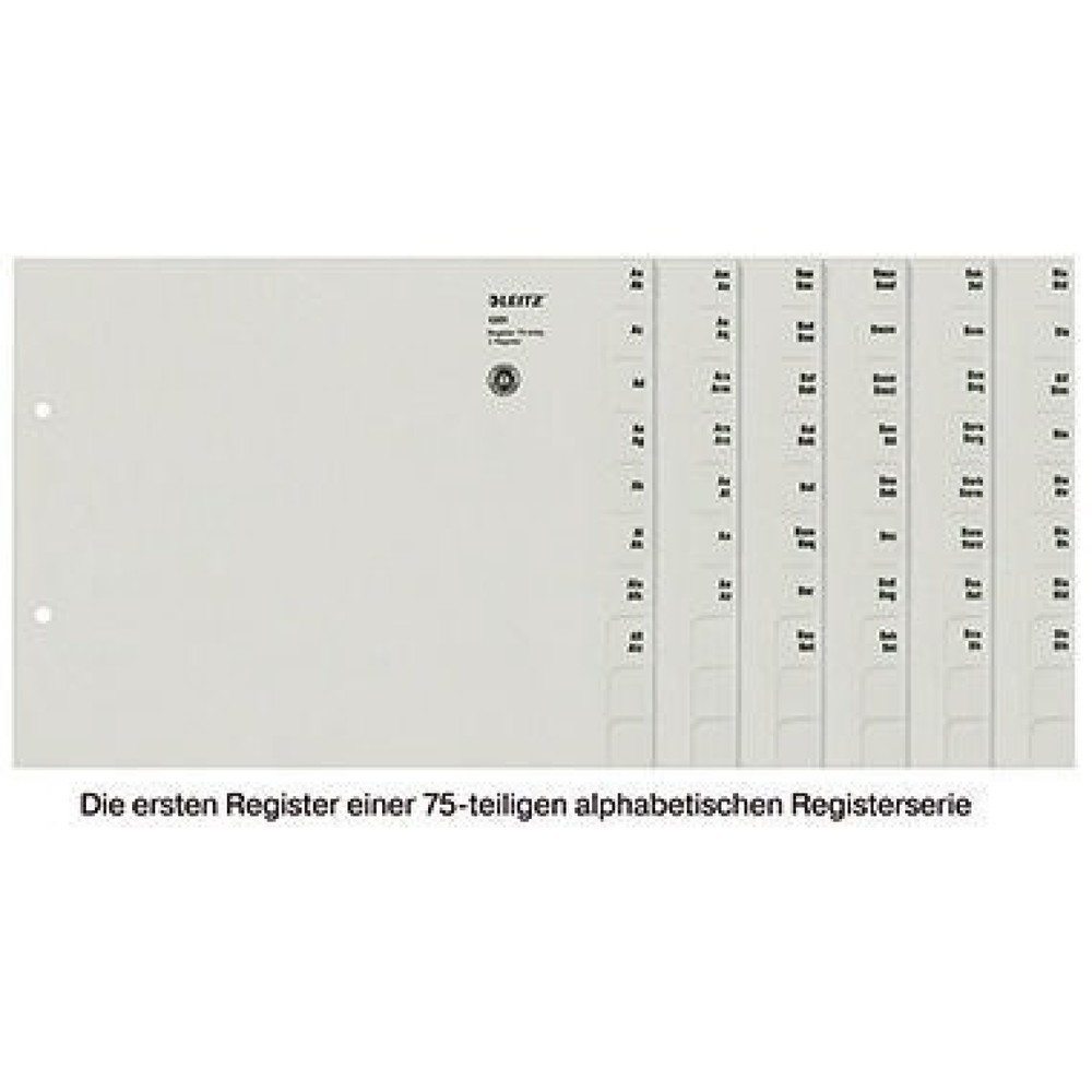 Produktabbildung Nr. 1: Leitz Registerserie 13510085 DIN A4 A-Z für 75Ordner Tauenpapier grau