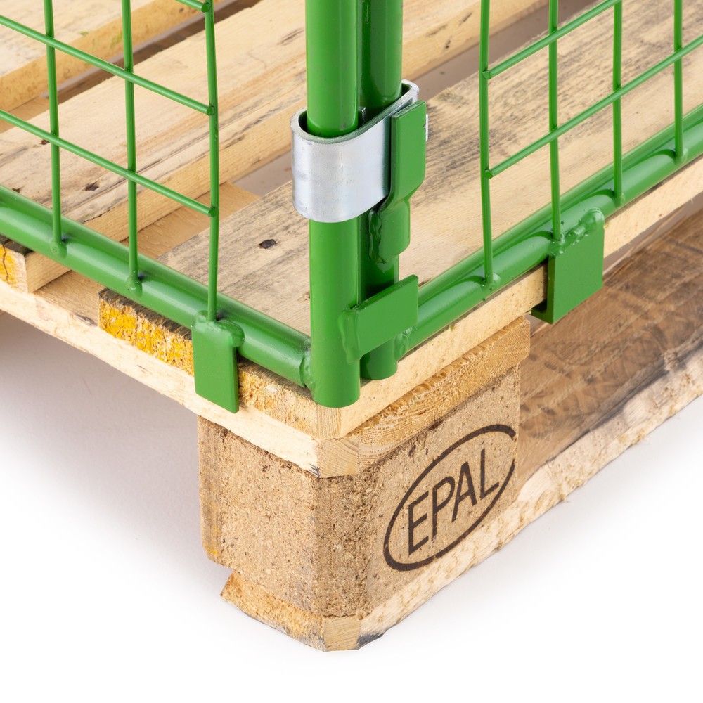 N° de l'image du produit 3 : Rehausse de palette HEMMDAL avec clapet, mailles 100 x 100 mm, H x l x P 1 600 x 1 200 x 800 mm, vert mai