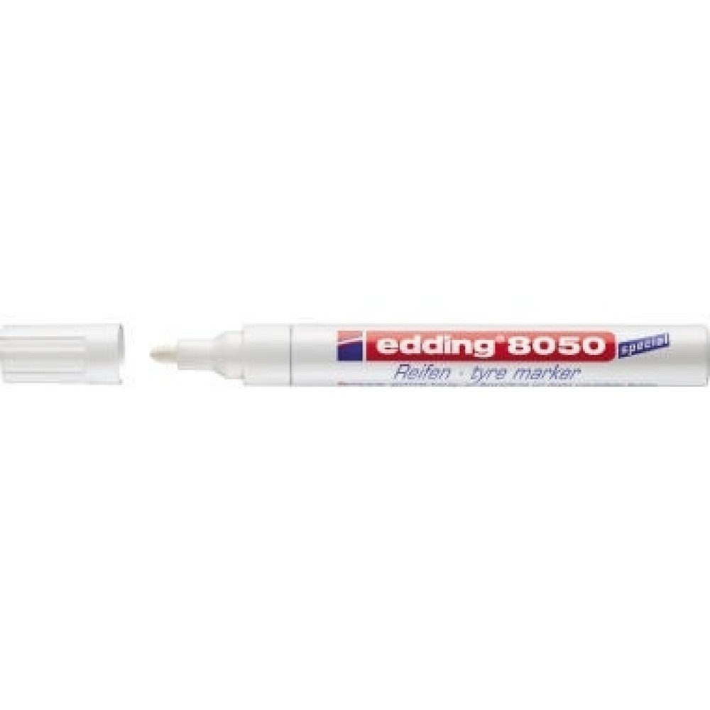 Produktabbildung: edding Reifenmarker 8050 4-8050049 2-4mm Rundspitze weiß