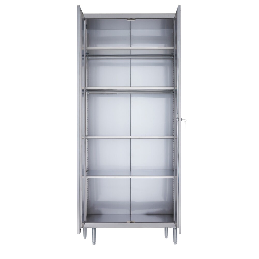 Produktabbildung Nr. 1: Reinsch Akten- & Lagerschrank aus Edelstahl, 2-flügelig, 4 verstellbare Böden, HxBxT 1.850 x 800 x 500 mm, höhenverstellbare Füße