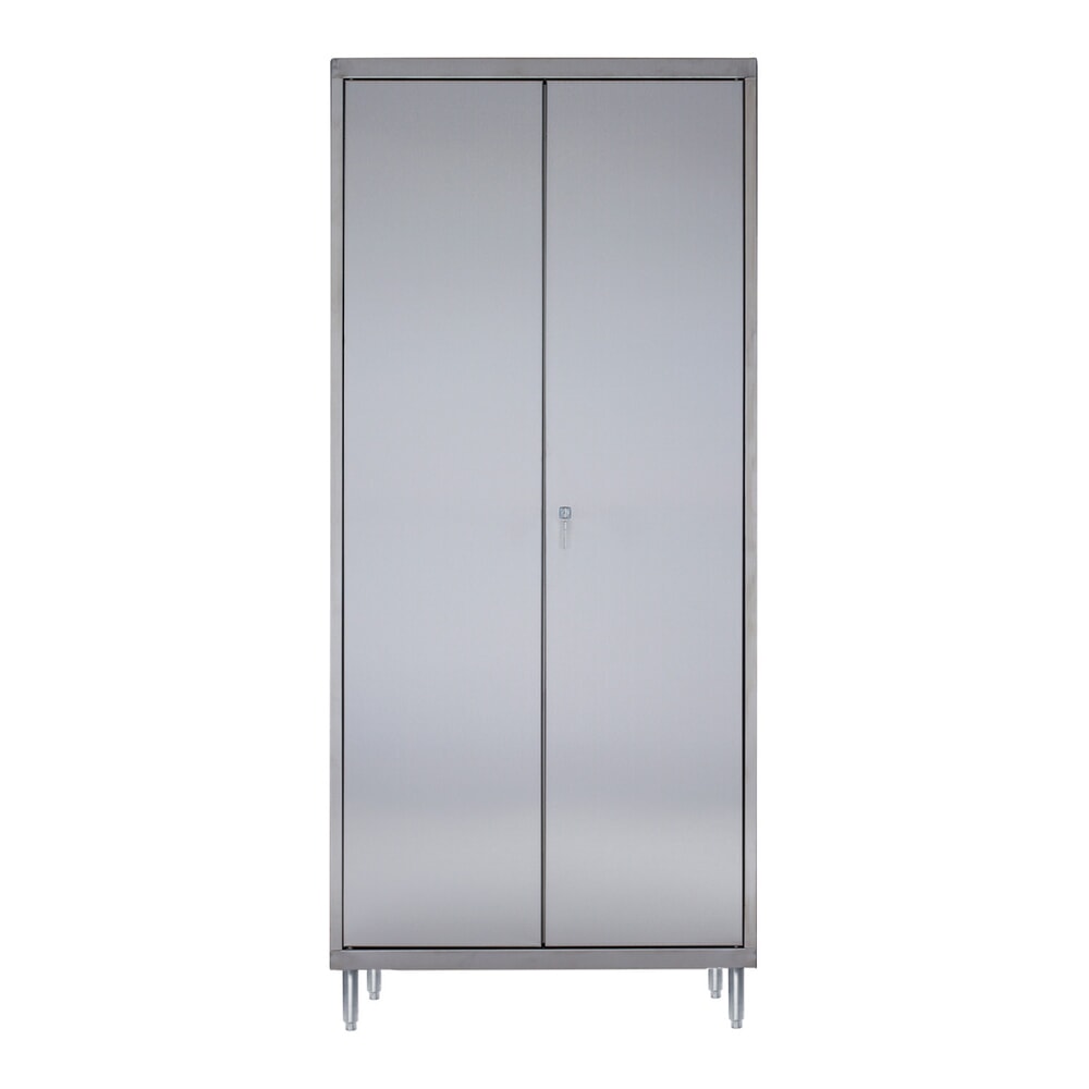 Produktabbildung Nr. 2: Reinsch Kleiderspind aus Edelstahl, 2 Kleiderstangen, 2 Hutböden, HxBxT 1.850 x 800 x 500 mm, höhenverstellbare Füße
