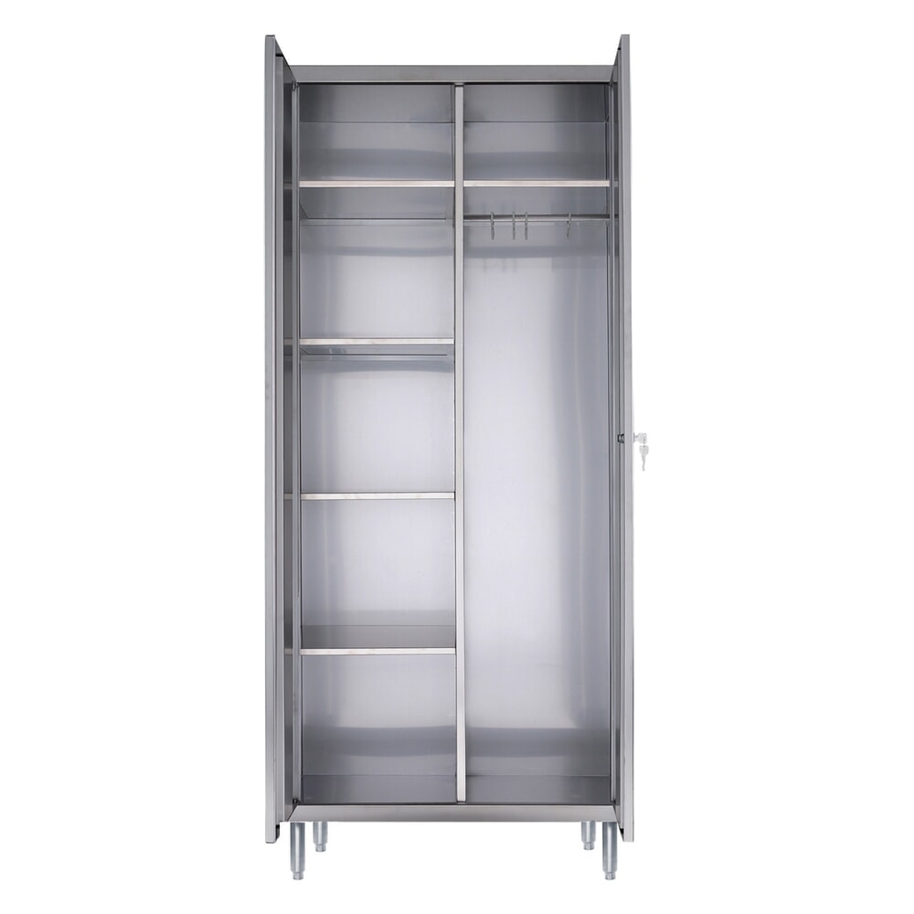 Produktabbildung Nr. 3: Reinsch Kleiderschrank aus Edelstahl, 2-flügelig, 1 Kleiderstange, 5 Böden, HxBxT 1.850 x 800 x 500 mm, höhenverstellbare Füße