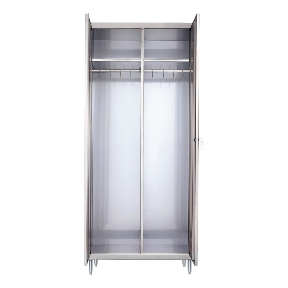 Produktabbildung Nr. 3: Reinsch Kleiderspind aus Edelstahl, 2 Kleiderstangen, 2 Hutböden, HxBxT 1.850 x 800 x 500 mm, höhenverstellbare Füße