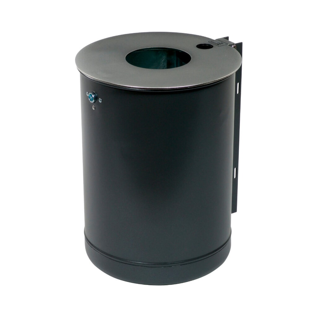 RENNER Abfallbehälter aus Stahl, 50 Liter, mit Ascher, DB 703 anthrazit-eisenglimmer Produktabbildung: RENNER Abfallbehälter aus Stahl, 50 Liter, mit Ascher, DB 703 anthrazit-eisenglimmer