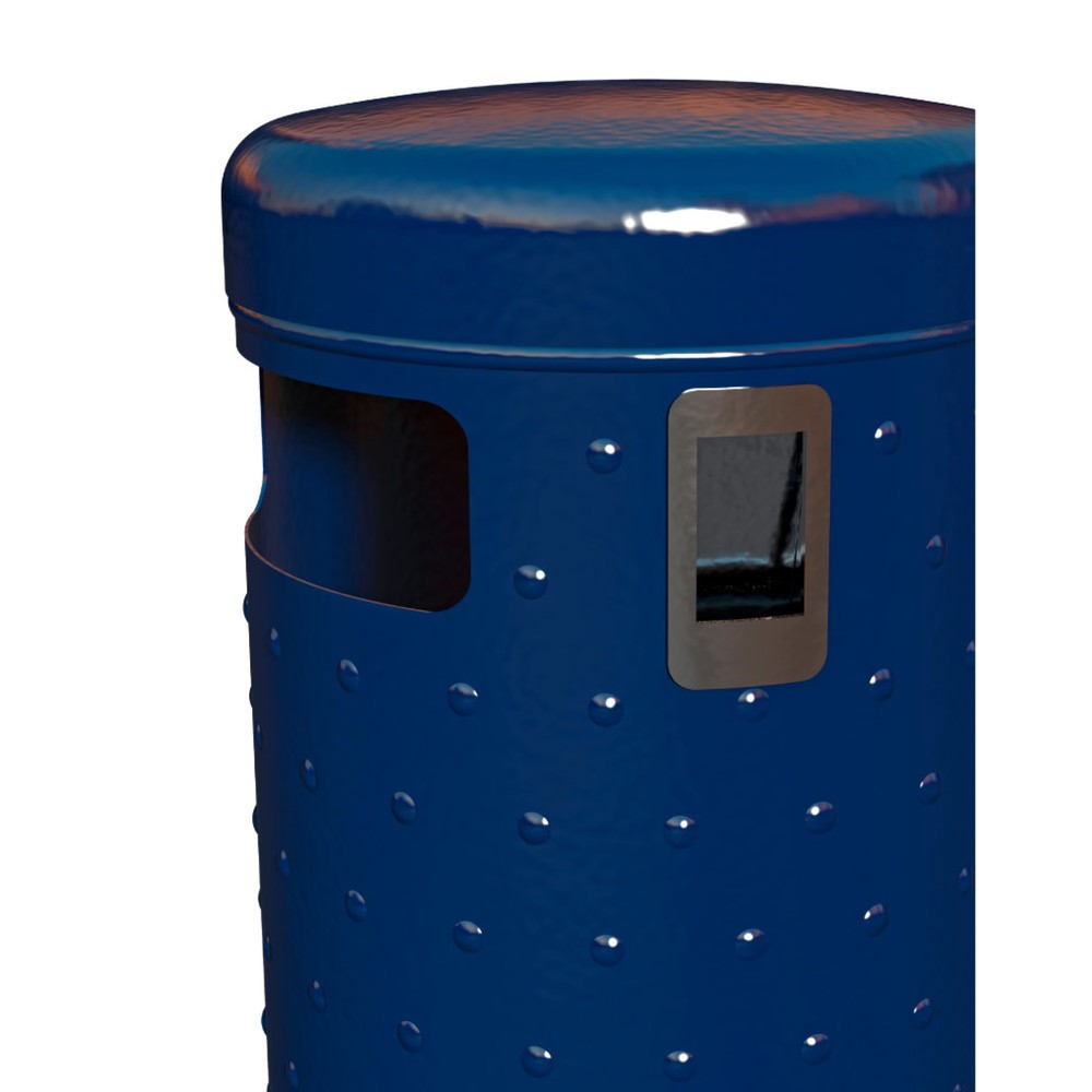 Productafbeelding nr. 2: RENNER afvalbak met leging via de bodem en chromen asbak type 7022, rond, 50 liter, design met noppenplaat, thermisch verzinkt