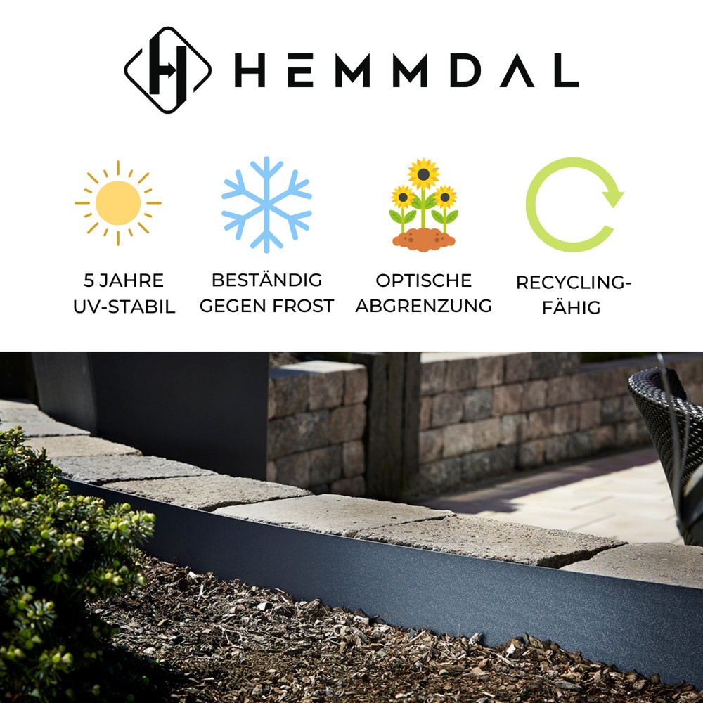 Produktabbildung Nr. 4: Restposten - Zwischenverkauf vorbehalten: HEMMDAL Beetumrandungskante, anthrazit – 0,12 x 12 m – aus hochwertigem PP