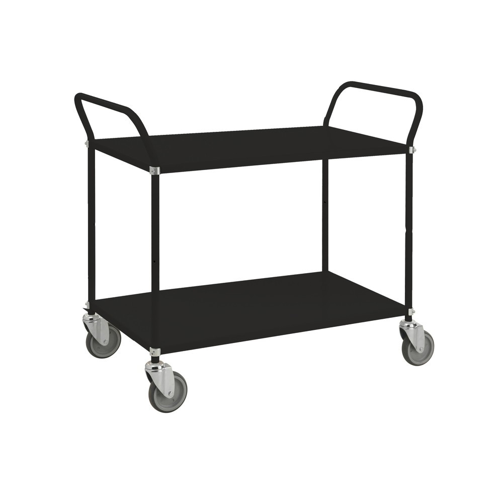 Produktabbildung: Kongamek Servierwagen mit 4 Lenkrollen, 2 Etagen à 480 x 1.080 mm, TK 100 kg