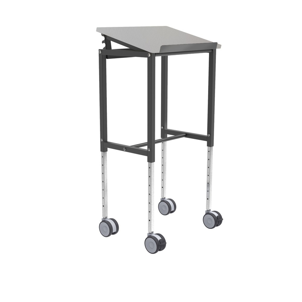 Produktabbildung: Kongamek Stehtisch mit 4 Lenkrollen, höhenverstellbar 720-1.100 mm, BxT 600 x 400 mm, TK 200 kg