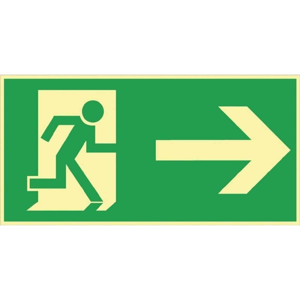 Produktabbildung: Rettungszeichen BGV A8, Rettungsweg rechts, L297xB148 mm, Folie