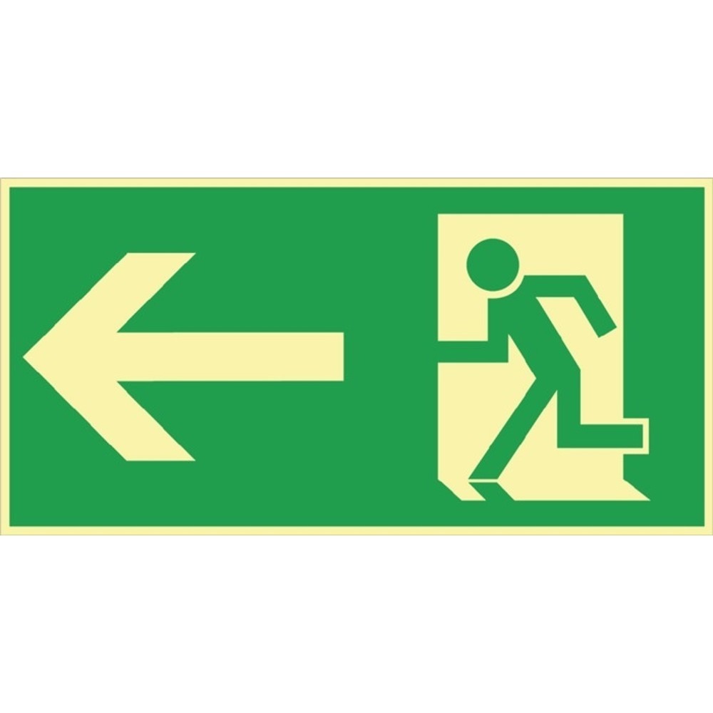 Produktabbildung: Rettungszeichen BGV A8, Rettungsweg links, L297xB148 mm, Folie