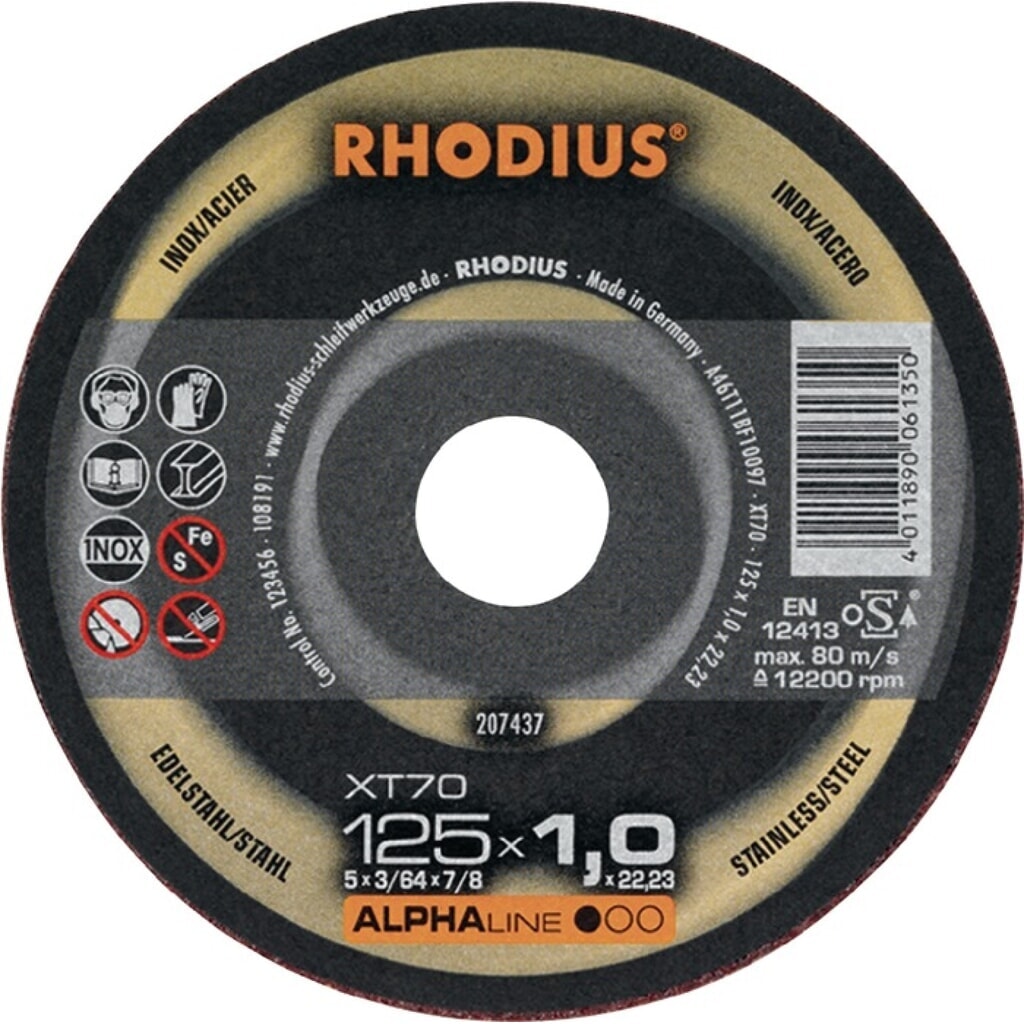 RHODIUS Trennscheibe XT70 D125x1mm ger.INOX Bohr.22,23mm Produktabbildung: RHODIUS Trennscheibe XT70 D125x1mm ger.INOX Bohr.22,23mm