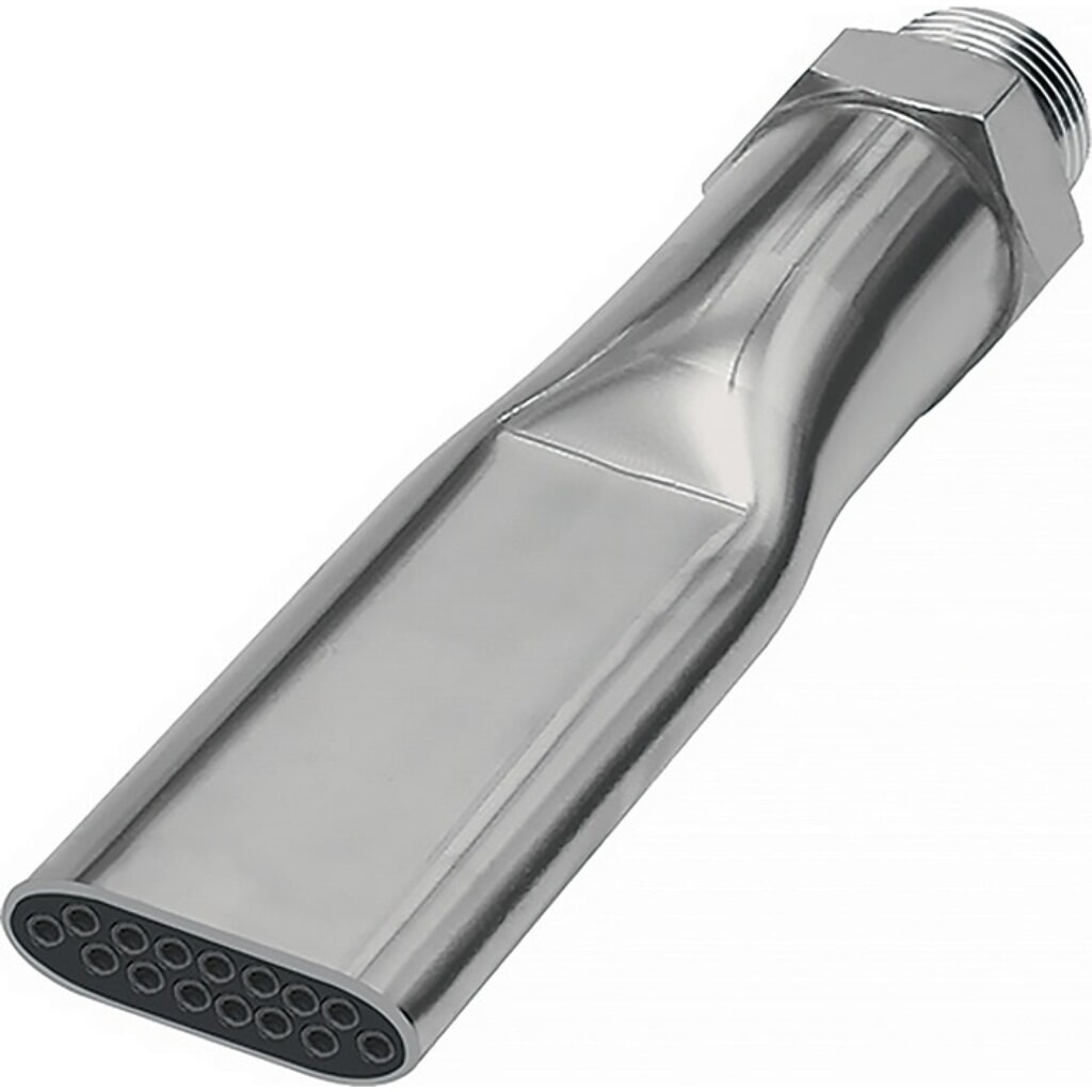 Produktabbildung: RIEGLER Flachdüse, Messing vernickelt Länge 100 mm, Außengewinde, Breite 21 mm
