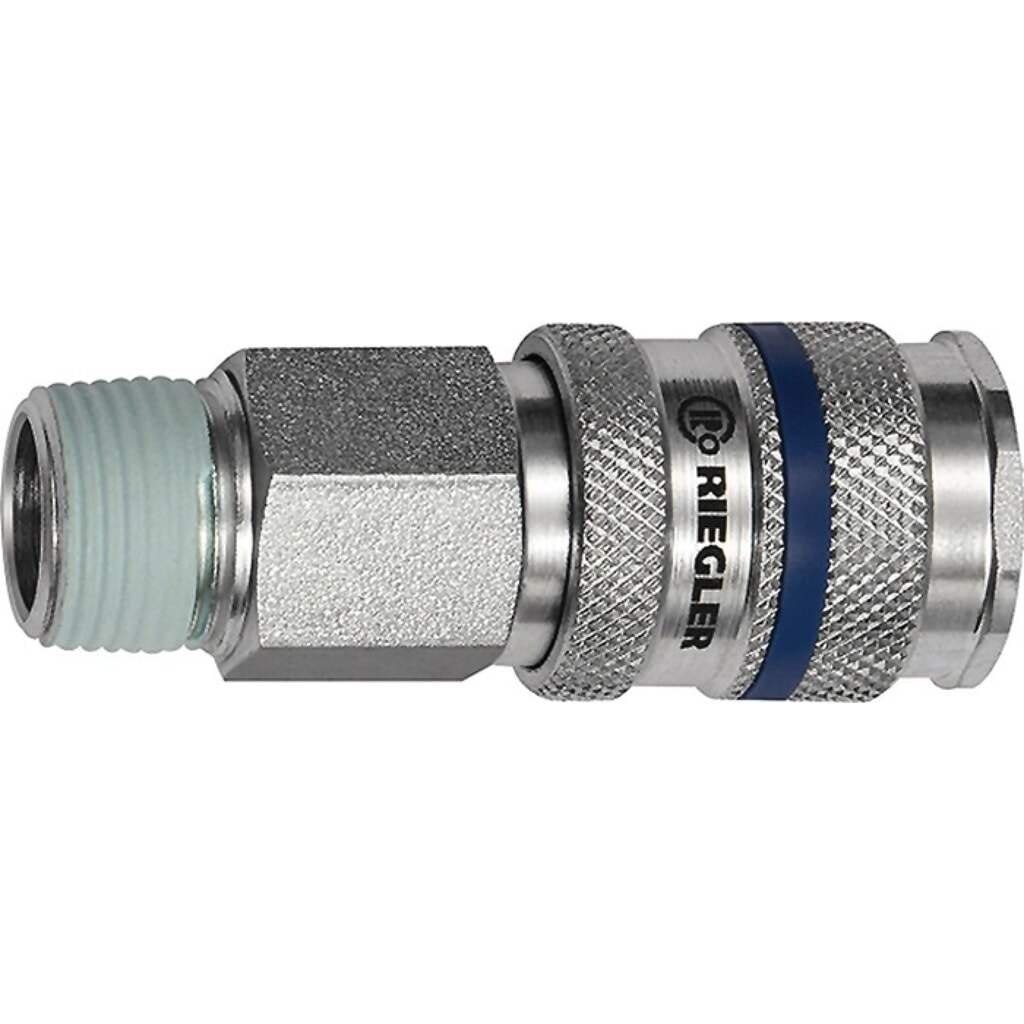 RIEGLER Schnellverschlusskupplung, Gewinde R 1/4 ″ 13,16 mm, DN 7,8 Außengewinde Stahl Produktabbildung: RIEGLER Schnellverschlusskupplung, Gewinde R 1/4 ″ 13,16 mm, DN 7,8 Außengewinde Stahl