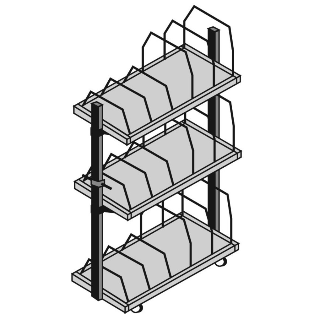 Produktabbildung Nr. 3: Rocholz Kartonagen-Magazin mit Schiebebügel, 3 Ebenen, HxBxT 1.860 x 1.015 x 600 mm