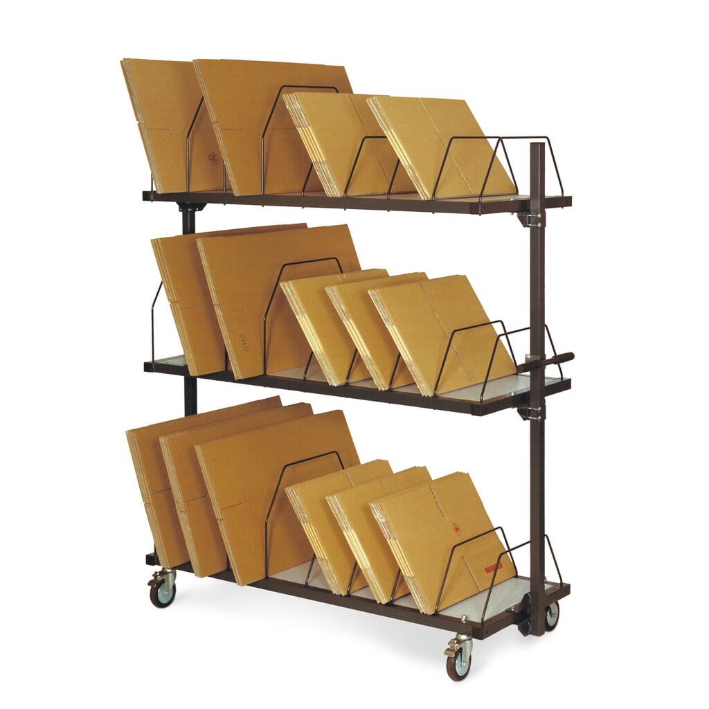 Produktabbildung: Rocholz Kartonagen-Magazin mit Schiebebügel, 2 Ebenen, HxBxT 1.260 x 1.600 x 600 mm