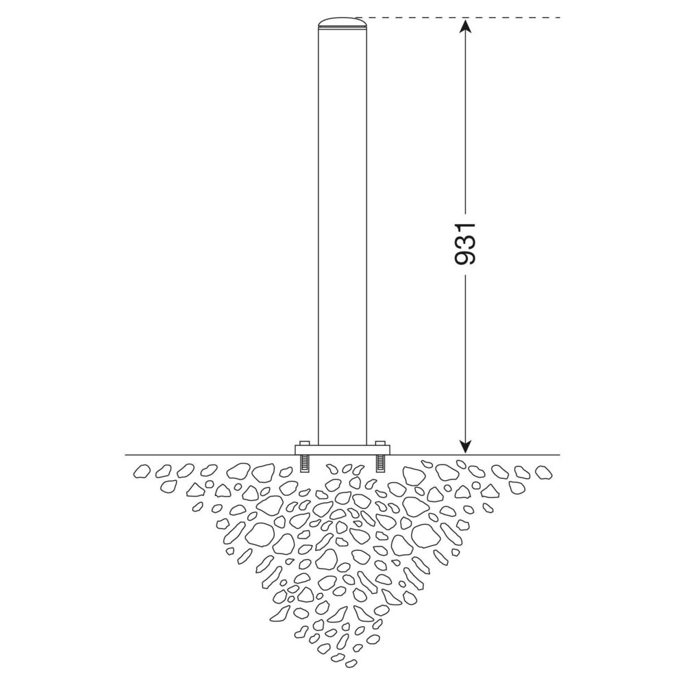 Productafbeelding nr. 2: Roestvrijstalen paal MORAVIA MILANO, voor keilboutbevestiging, vast, hxØ 931 x 76 mm