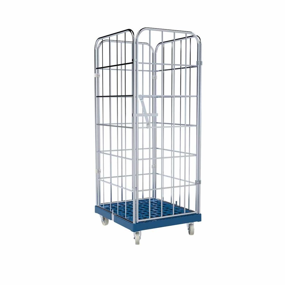 Product afbeelding: Rolcontainer, 4-zijdig, eendelige voorwand, kunststof bodemplaat, hxbxd 1.850 x 724 x 815 mm, lichtblauw