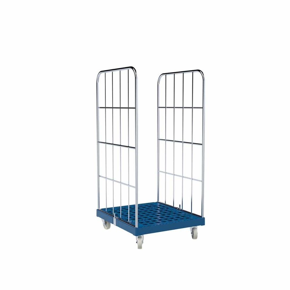 Productafbeelding nr. 1: Rolcontainer Classic, 2-zijdig, fijnmazig, blauw verzinkt, kunststof laadbord, hxbxd 1.550 x 724 x 815 mm, gentiaanblauw