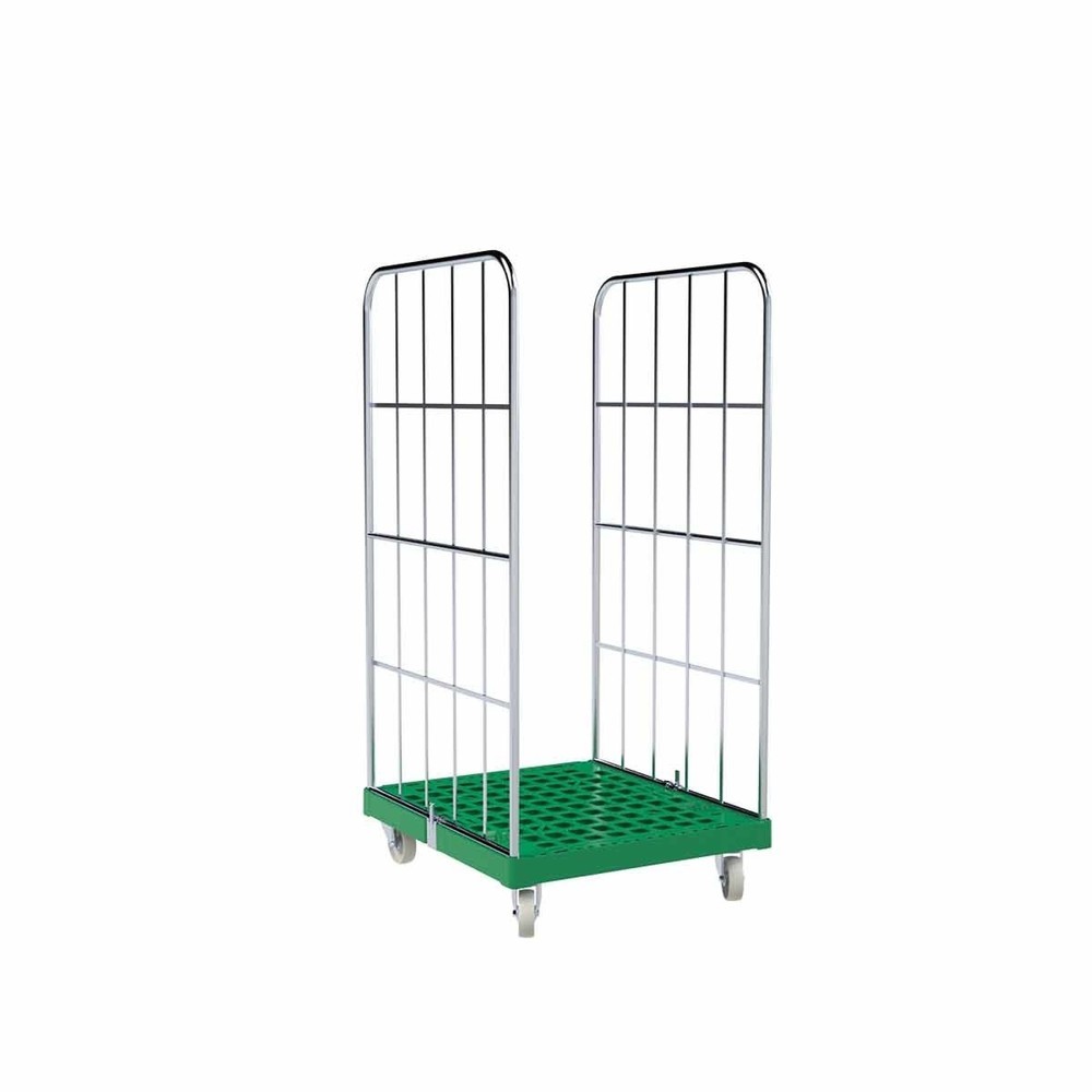 Productafbeelding nr. 1: Rolcontainer Classic, 2-zijdig, fijnmazig, blauw verzinkt, kunststof laadbord, hxbxd 1.550 x 724 x 815 mm, verkeersgroen