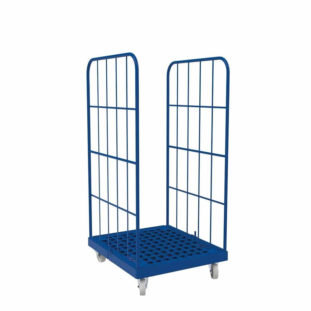 Productafbeelding nr. 1: Rolcontainer Classic, 2-zijdig, fijnmazig, gepoedercoat, kunststof laadbord, hxbxd 1.550 x 724 x 815 mm, gentiaanblauw