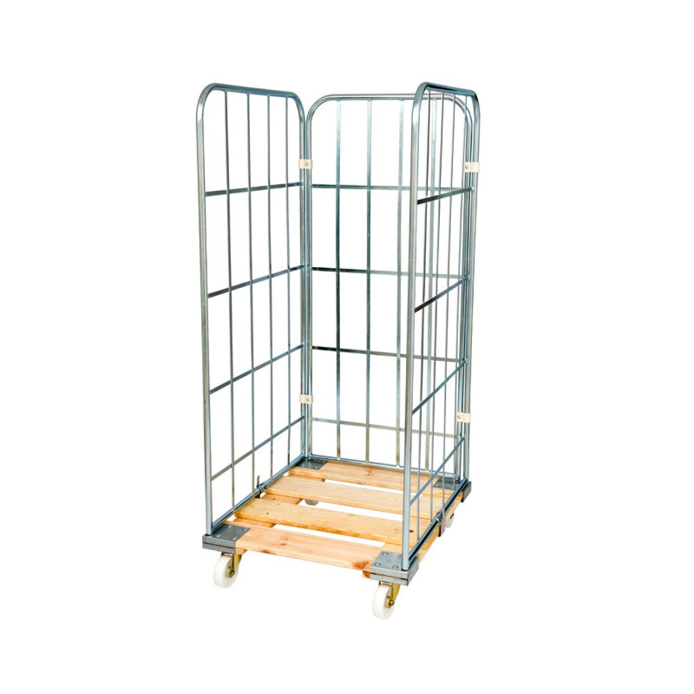 Product afbeelding: Rolcontainer Classic, 3-zijdig, verzinkt, houten laadbord, hxbxd 1.650 x 710 x 810 mm