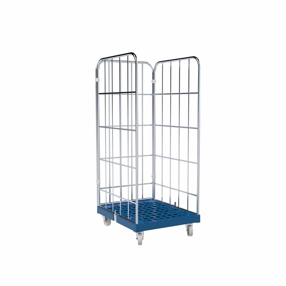 Produktabbildung: Rollbehälter 1460 KU blau, 682 x 815 mm, 3-seitig, Cr 3, für Euronormkästen