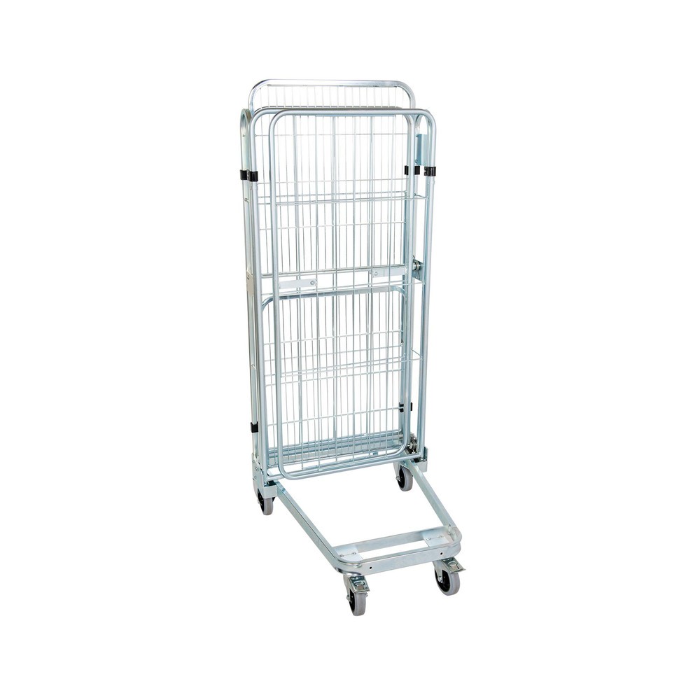 Produktabbildung Nr. 2: Rollbehälter, 3-seitig, mit Stahlboden, nestbar, Höhe 1.660 mm, mit 1 Stahl-Zwischenboden