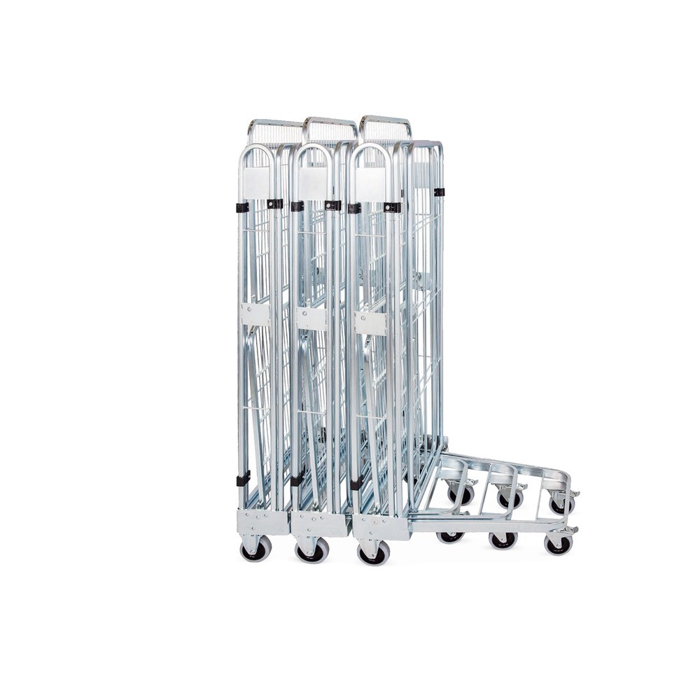Produktabbildung Nr. 3: Rollbehälter, 3-seitig, mit Stahlboden, nestbar, Höhe 1.660 mm, mit 1 Stahl-Zwischenboden