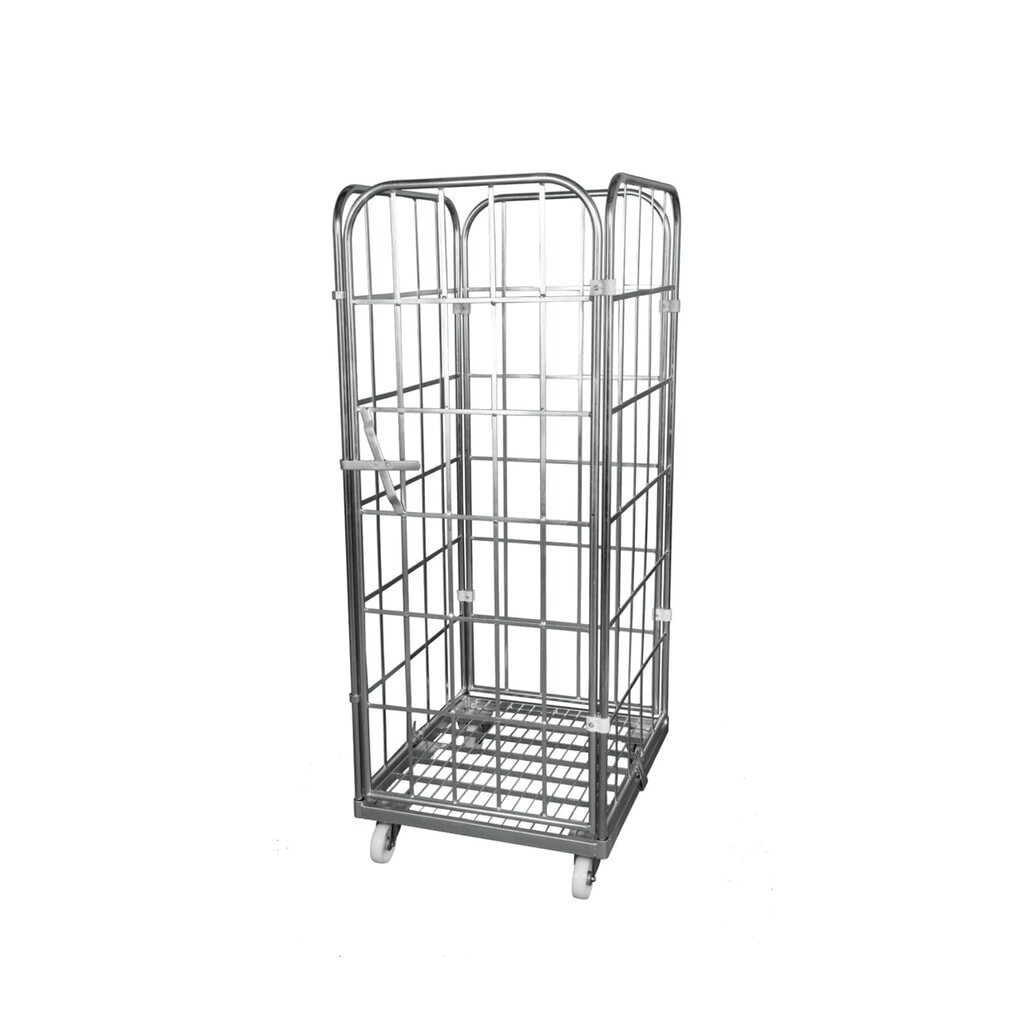 Rollbehälter, 4-seitig, einteilige Vorderwand, Stahl-Rollplatte, HxBxT 1.650 x 710 x 800 mm Produktabbildung: Rollbehälter, 4-seitig, einteilige Vorderwand, Stahl-Rollplatte, HxBxT 1.650 x 710 x 800 mm