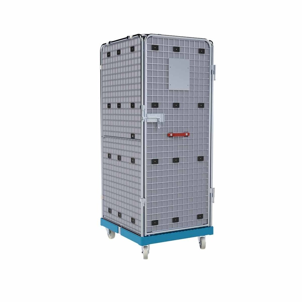 Produktabbildung Nr. 1: Rollbehälter ADB 1600 KU blau, 724 x 815 mm, 5-seitig, 1 Tür, 1 ZWB klappbar, Cr 3, mit Auskleidung