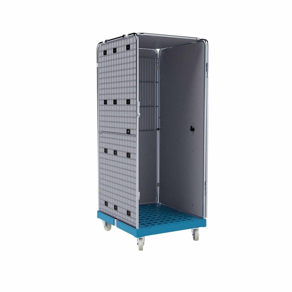Produktabbildung Nr. 2: Rollbehälter ADB 1600 KU blau, 724 x 815 mm, 5-seitig, 1 Tür, 1 ZWB klappbar, Cr 3, mit Auskleidung