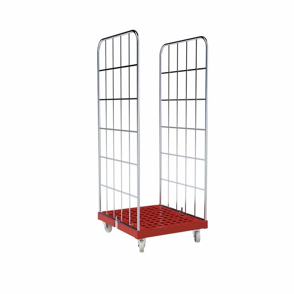 Produktabbildung Nr. 1: Rollbehälter Classic, 2-seitig, galvanisch verzinkt, Kunststoff-Rollplatte, HxBxT 1.850 x 724 x 815 mm, feuerrot