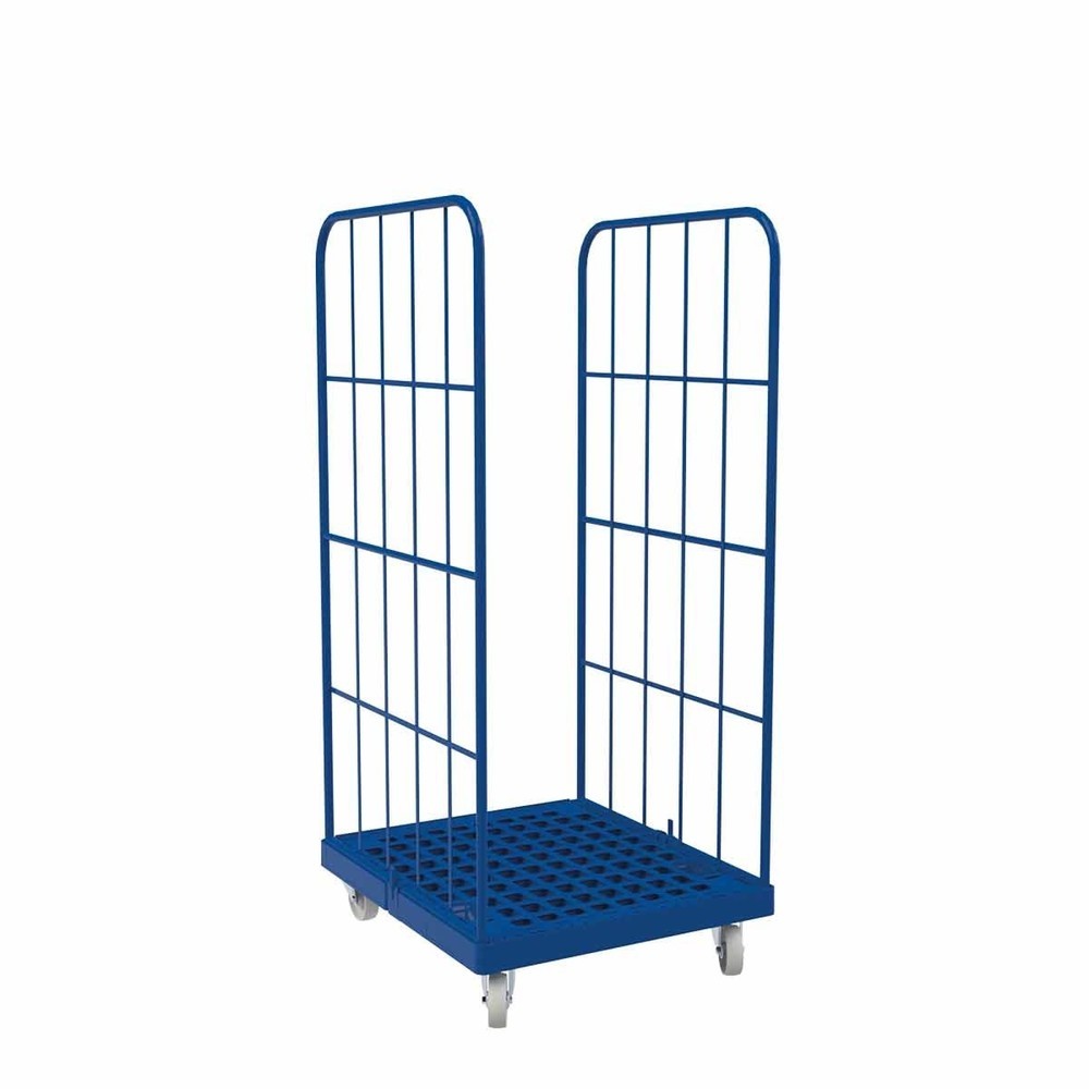 Produktabbildung: Rollbehälter Classic, 2-seitig, pulverbeschichtet, Kunststoff-Rollplatte, HxBxT 1.650 x 724 x 815 mm, enzianblau