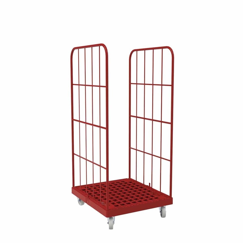 Produktabbildung: Rollbehälter Classic, 2-seitig, pulverbeschichtet, Kunststoff-Rollplatte, HxBxT 1.650 x 724 x 815 mm, feuerrot