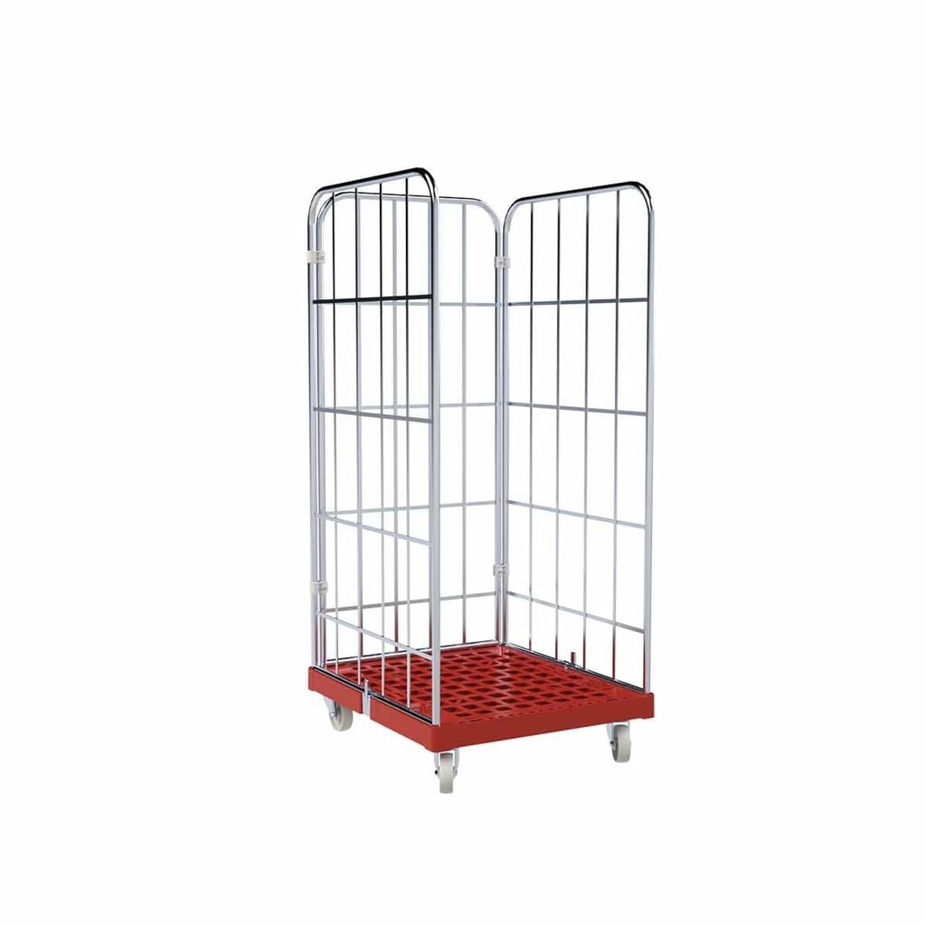 Rollbehälter Classic, 3-seitig, galvanisch verzinkt, Kunststoff-Rollplatte, HxBxT 1.650 x 724 x 815 mm, feuerrot Produktabbildung: Rollbehälter Classic, 3-seitig, galvanisch verzinkt, Kunststoff-Rollplatte, HxBxT 1.650 x 724 x 815 mm, feuerrot