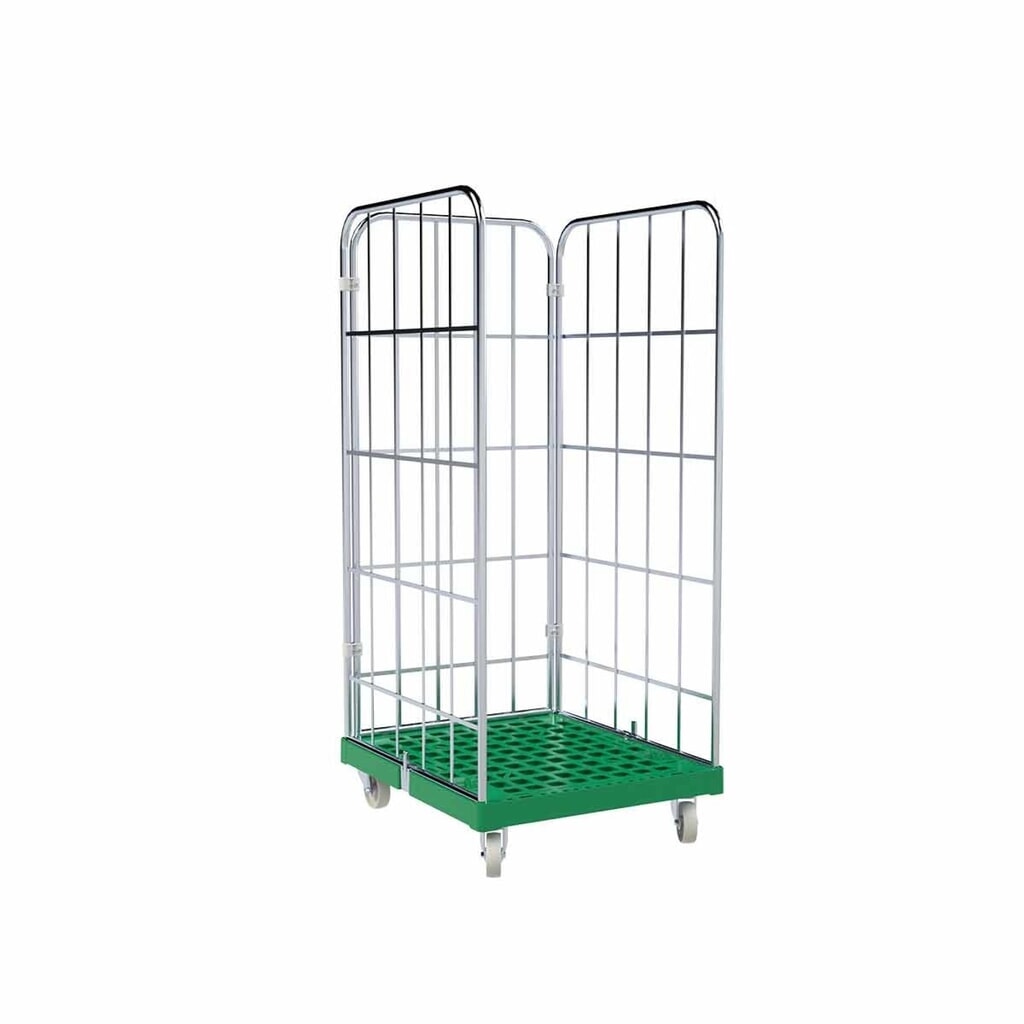 Rollbehälter Classic, 3-seitig, galvanisch verzinkt, Kunststoff-Rollplatte, HxBxT 1.650 x 724 x 815 mm, verkehrsgrün Produktabbildung: Rollbehälter Classic, 3-seitig, galvanisch verzinkt, Kunststoff-Rollplatte, HxBxT 1.650 x 724 x 815 mm, verkehrsgrün