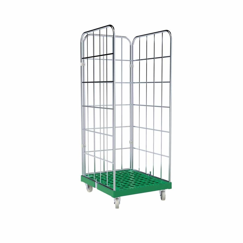 Produktabbildung Nr. 1: Rollbehälter Classic, 3-seitig, galvanisch verzinkt, Kunststoff-Rollplatte, HxBxT 1.850 x 724 x 815 mm, verkehrsgrün