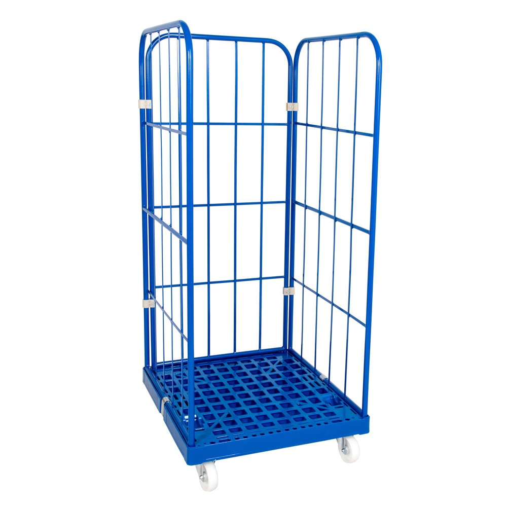 Produktabbildung Nr. 1: Rollbehälter Classic, 3-seitig, grobmaschig, pulverbeschichtet, Kunststoff-Rollplatte, HxBxT 1.550 x 724 x 815 mm, lichtblau