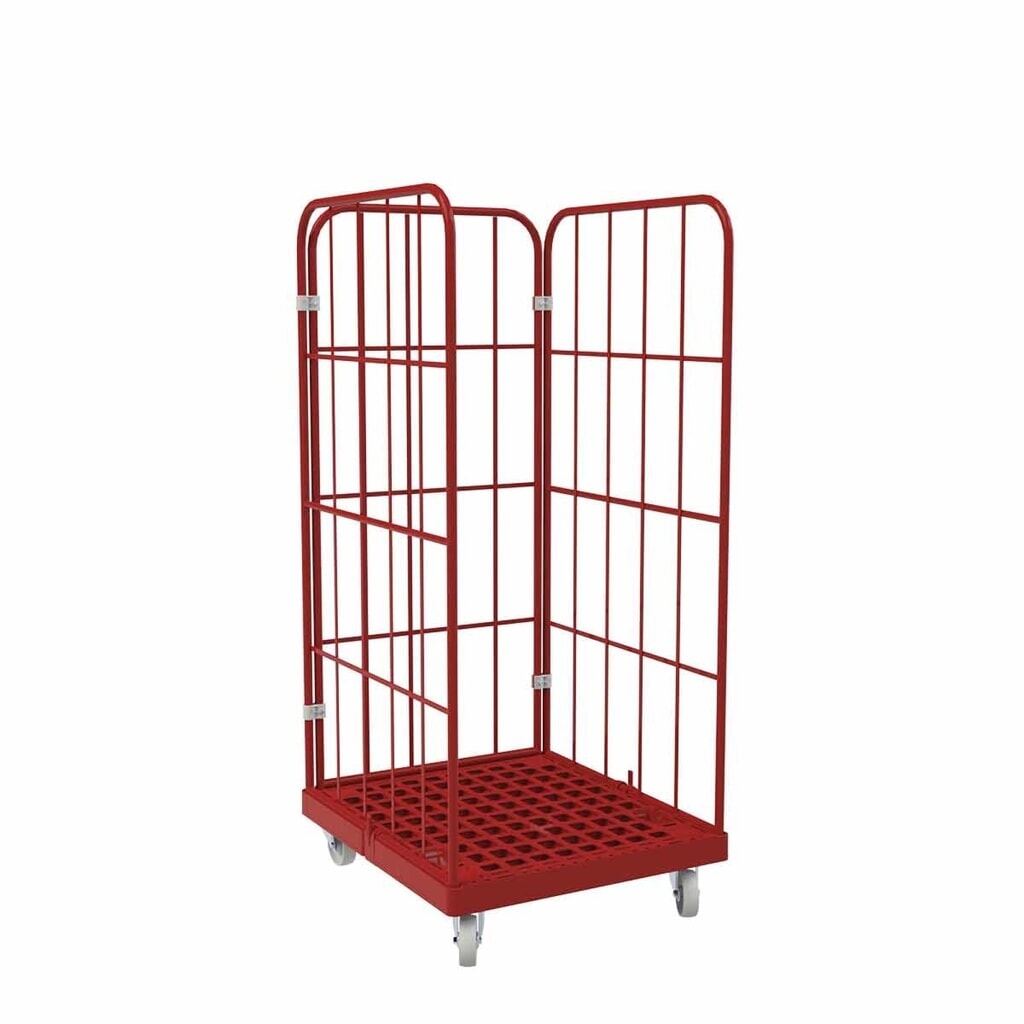 Produktabbildung: Rollbehälter Classic, 3-seitig, pulverbeschichtet, Kunststoff-Rollplatte, HxBxT 1.650 x 724 x 815 mm, feuerrot
