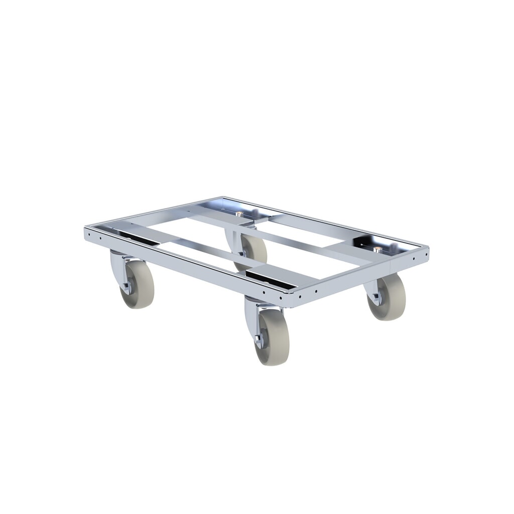Produktabbildung: rolldolly® Industrie-Transportroller für Euro-Stapelbehälter, Rahmenplattform, Tragkraft 250 kg, BxT 400 x 600 mm, Polypropylen-Bereifung
