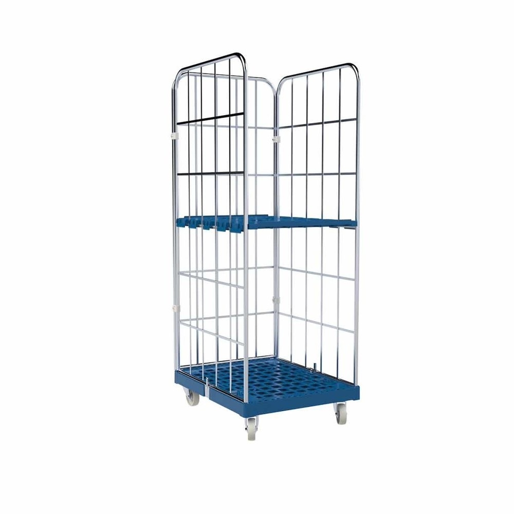 Produktabbildung Nr. 2: rolltainer® 3-seitiger Rollbehälter, Kunststoff-Rollplatte, enzianblau, HxBxT 1.830 x 682 x 835 mm, Gitterwände
