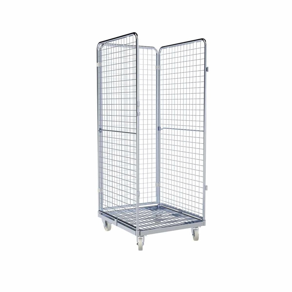 Produktabbildung: rolltainer® 3-seitiger Rollbehälter, Metall-Rollplatte, HxBxT 1.800 x 724 x 815 mm, Feingitter-Wände