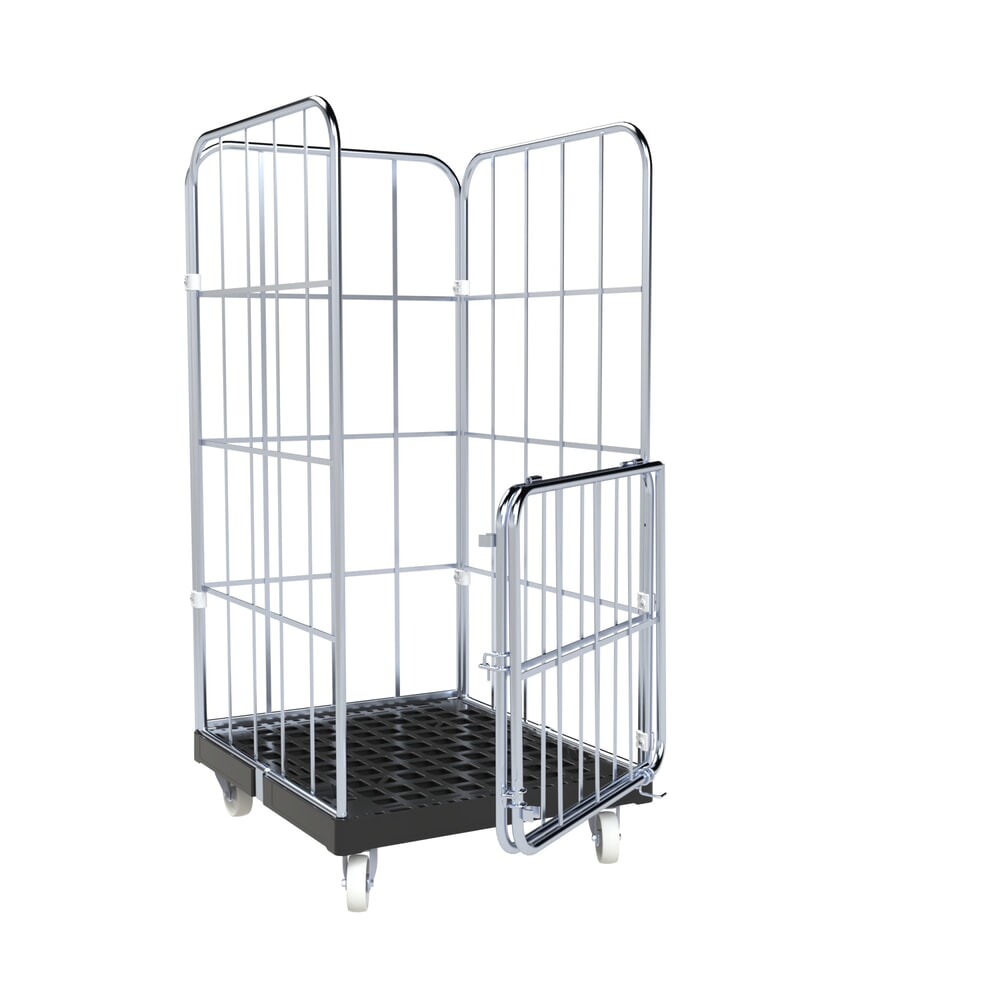 Produktabbildung Nr. 2: rolltainer® 4-seitiger Rollbehälter BASIC, Rollplatte aus Recycling-Kunststoff, schwarz, HxBxT 1.530 x 724 x 845 mm, geteilte Vorderwand