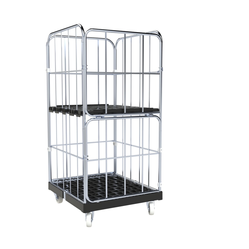 Produktabbildung Nr. 4: rolltainer® 4-seitiger Rollbehälter BASIC, Rollplatte aus Recycling-Kunststoff, schwarz, HxBxT 1.530 x 724 x 845 mm, geteilte Vorderwand