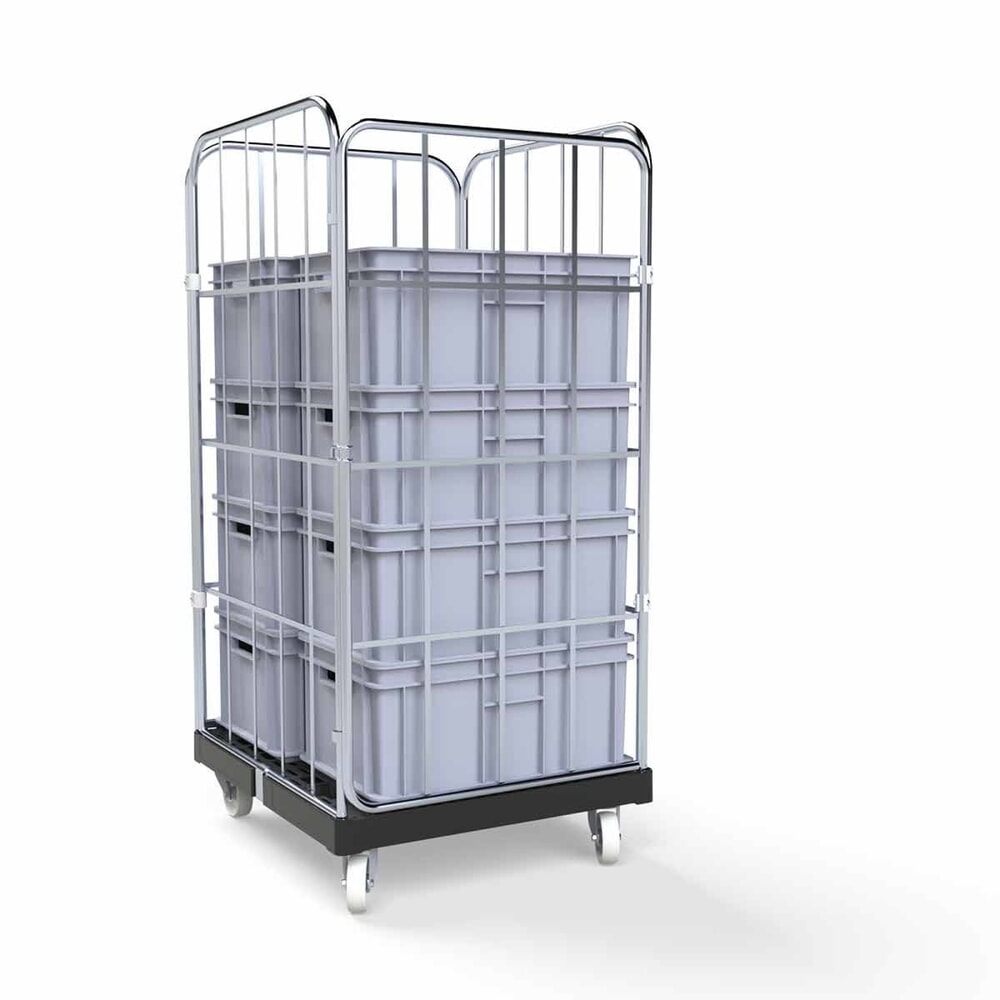 Produktabbildung Nr. 3: rolltainer® 4-seitiger Rollbehälter BASIC, Rollplatte aus Recycling-Kunststoff, schwarz, HxBxT 1.530 x 724 x 845 mm, 1 Tür