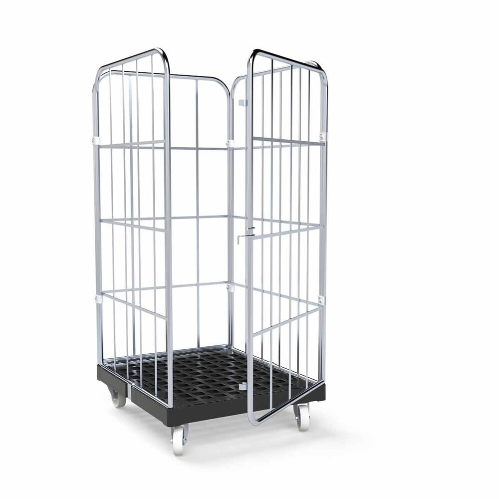 Produktabbildung Nr. 4: rolltainer® 4-seitiger Rollbehälter BASIC, Rollplatte aus Recycling-Kunststoff, schwarz, HxBxT 1.530 x 724 x 845 mm, 1 Tür