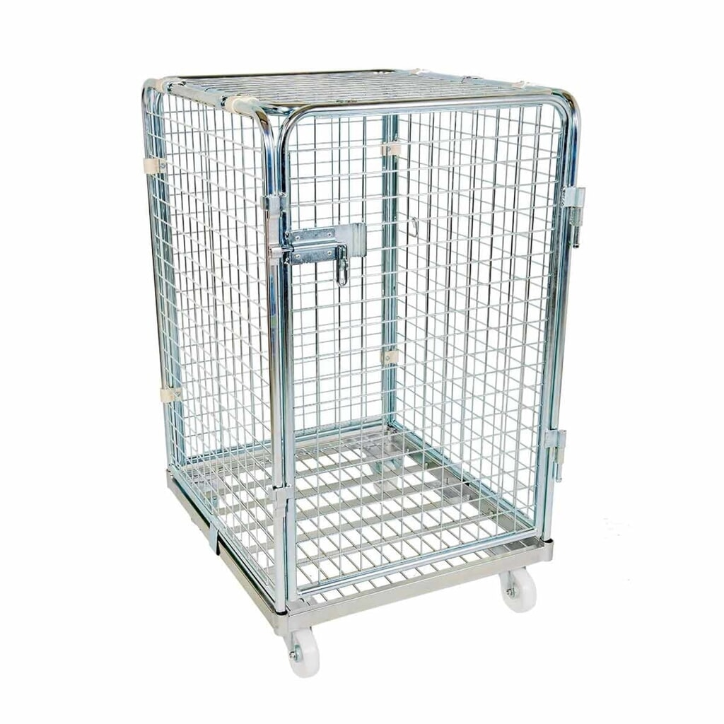 rolltainer® Antidiebstahl Rollbehälter, 5-seitig, Metall-Rollplatte, verzinkte Feingitter-Wände, HxBxT 1.220 x 724 x 815 mm, einteilige Vorderwand, ohne Zwischenboden Produktabbildung: rolltainer® Antidiebstahl Rollbehälter, 5-seitig, Metall-Rollplatte, verzinkte Feingitter-Wände, HxBxT 1.220 x 724 x 815 mm, einteilige Vorderwand, ohne Zwischenboden